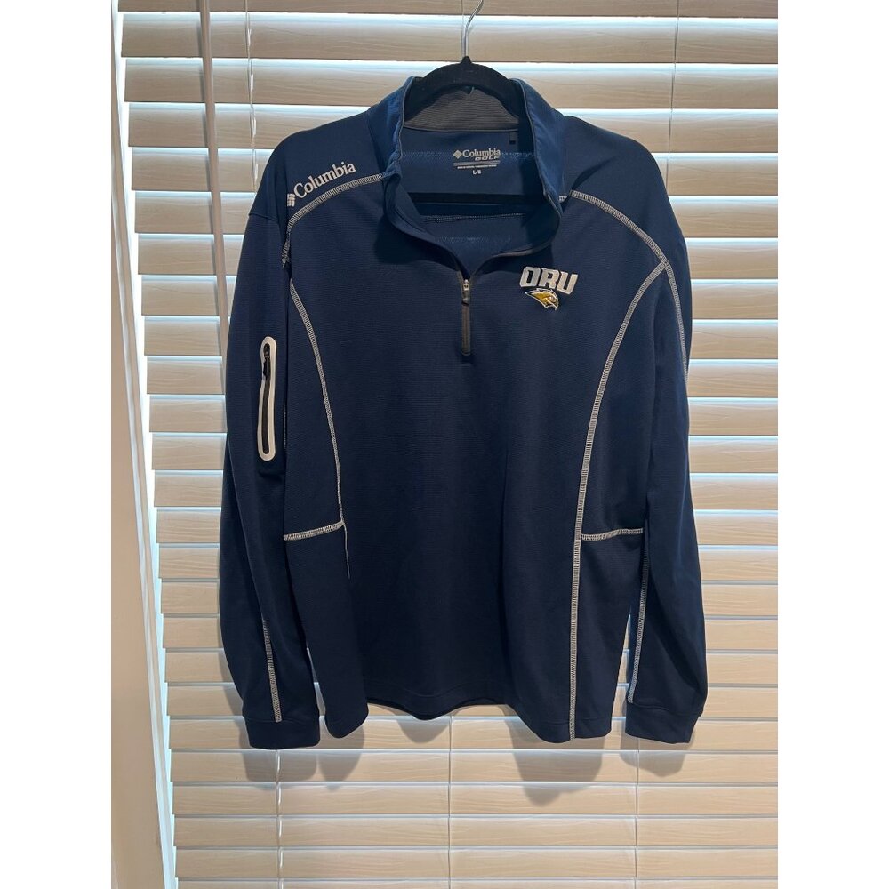 Columbia Golf Mens ORU Oral Roberts University Quarter Zip Pullover Navy Large